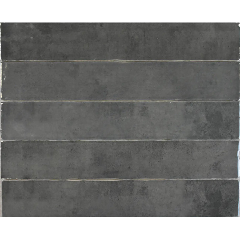 Zellige 2X16 Ceramic Wall Tile, Dark Gray