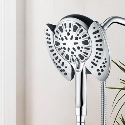 2-In-1 Shower Head With Handheld Combo, 2.5GPM Rainfall, 9 Spray Settings Hand Held Shower, With Hose