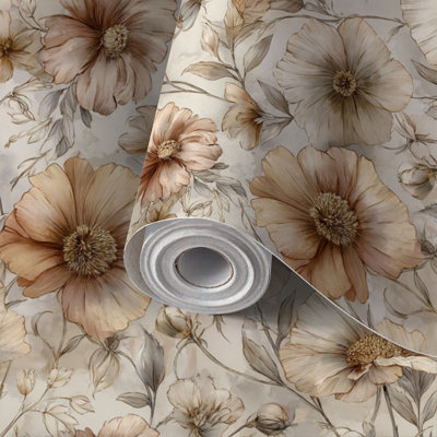 Papier auto-adhésif à motif floral auto-adhésif et amovible Cottagecore 24 po x 118 po (60 po x 300 cm)