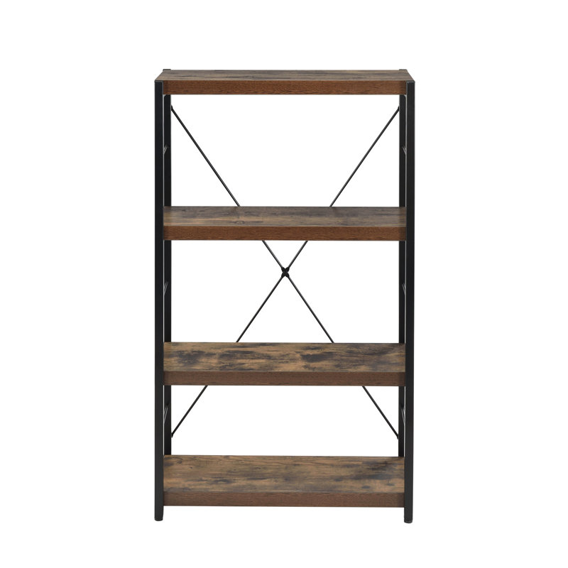 Bibliothèque à 3 tablettes en chêne patiné et noir pour une chambre à coucher de style moderne