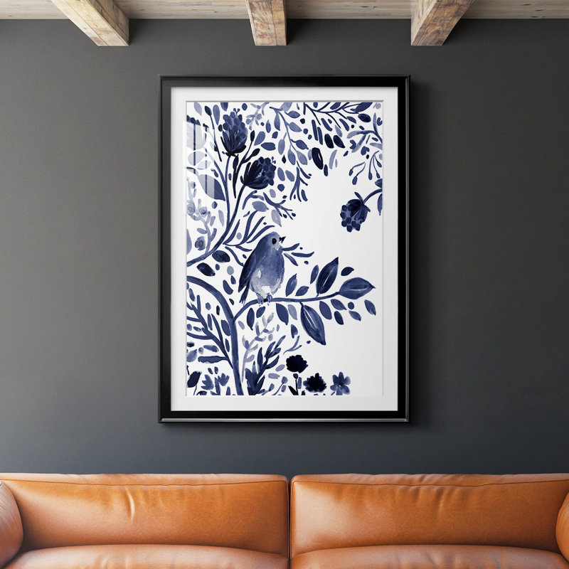 Indigo Song I, reproduction encadrée de qualité supérieure, prête à être accrochée, H 42,5 po x l 30,5 po x P 1 po