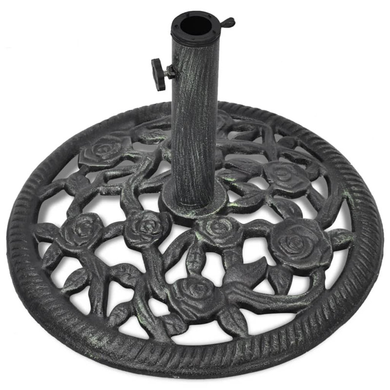 Base de parasol ronde 26,5 livres pour tube de 1,4, 1,5 et 1,9 pouces, fonte en métal noir 18,9 po x 18,9 po x 12,8 po, Round