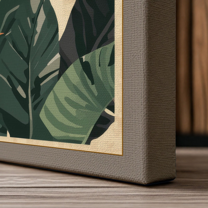 Birds of Paradise Botanical - Wrapped Canvas, 24x16 - 61.0 x 40.6 cm, Taupe Border