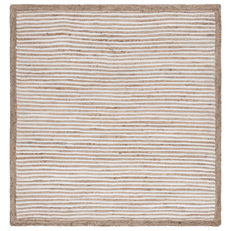 Jeaneane Hand Woven Cotton/Jute Solid Color Rug in Brown/Ivory, Square 6'