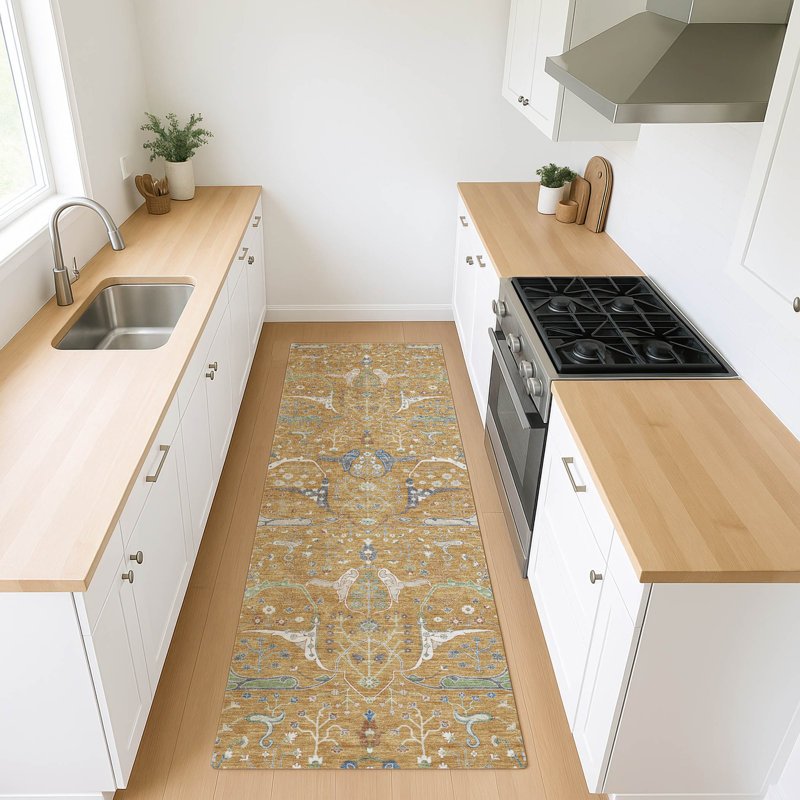 Machine Washable Indoor/Outdoor Boruta ACN2250 Global Rug, Runner 2'3" x 7'6"