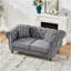 63"Chesterfield ?Tech Fabric Sofa,High-Tech Fabric Roll Armrest Sofa,Upholstered Mid Century Modern Couch,2 Seater Couch For Living Room, Office, Apartment, Brown-1391388594-1391388595