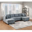 Pouf cocktail en tissu aspect lin gris, pouf moelleux pour salon avec pieds en bois robustes, idéal pour le mobilier de maison