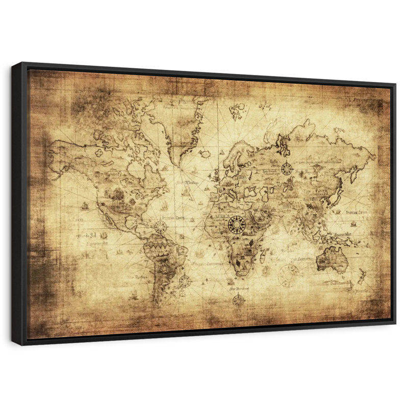 Carte du monde antique d'Aliaz, H 13 po x l 19 po