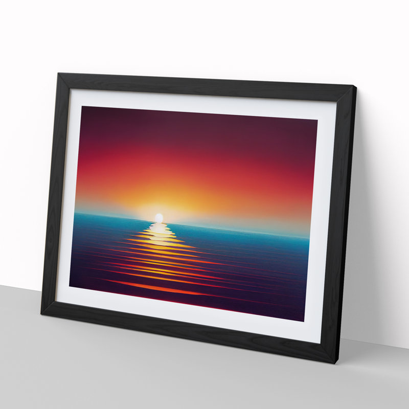 Timeless Ocean Sunset - Single Picture Frame Print, Black, 46cm H x 64cm W x 2cm D