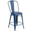 Commercial Grade Distressed Metal Indoor-Outdoor Counter Height Stool with Back-1728823598-1728823572