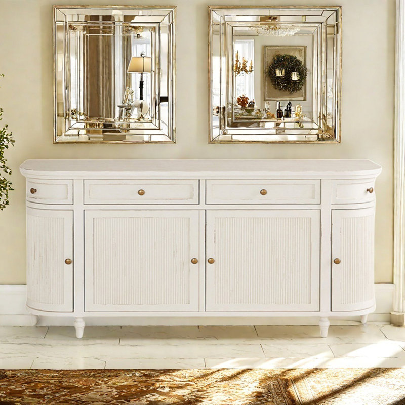 Buffet léger de luxe blanc, H 33,46 po x l 70,87 po x P 17,72 po