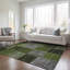 Tapis vert / noir / gris en polyester tissé à la machine Ayush-917039978
