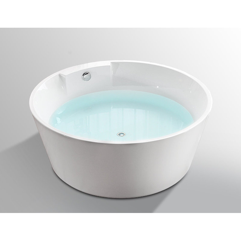 Baignoire autoportante ronde en acrylique de 57 po DAX, blanc brillant
