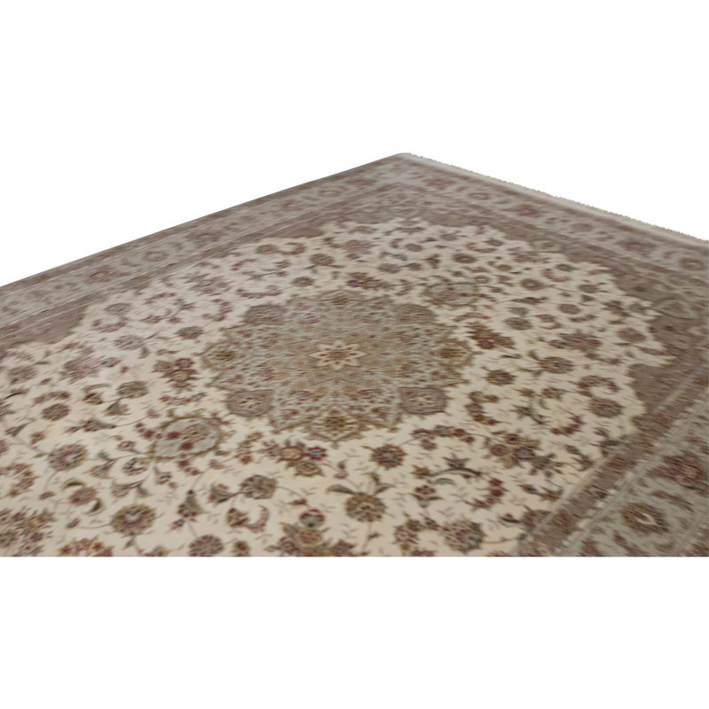 Tapis ivoire noué à la main de haute qualité