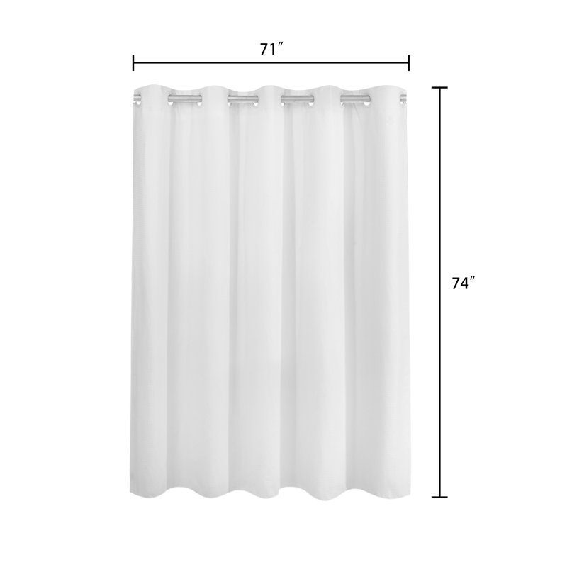 Rideau de douche sans crochet Rakiem, Blanc, H 74 po x l 71 po