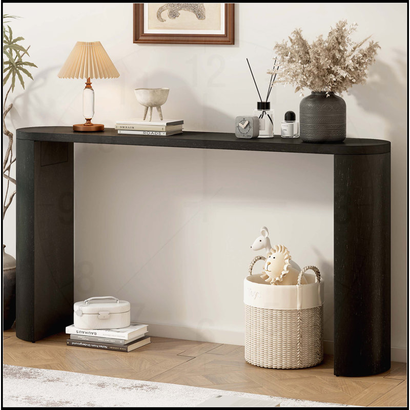 Stylish Semi-cylindrical Legged Porch Table with Multi-functional Design for Various Rooms, Black