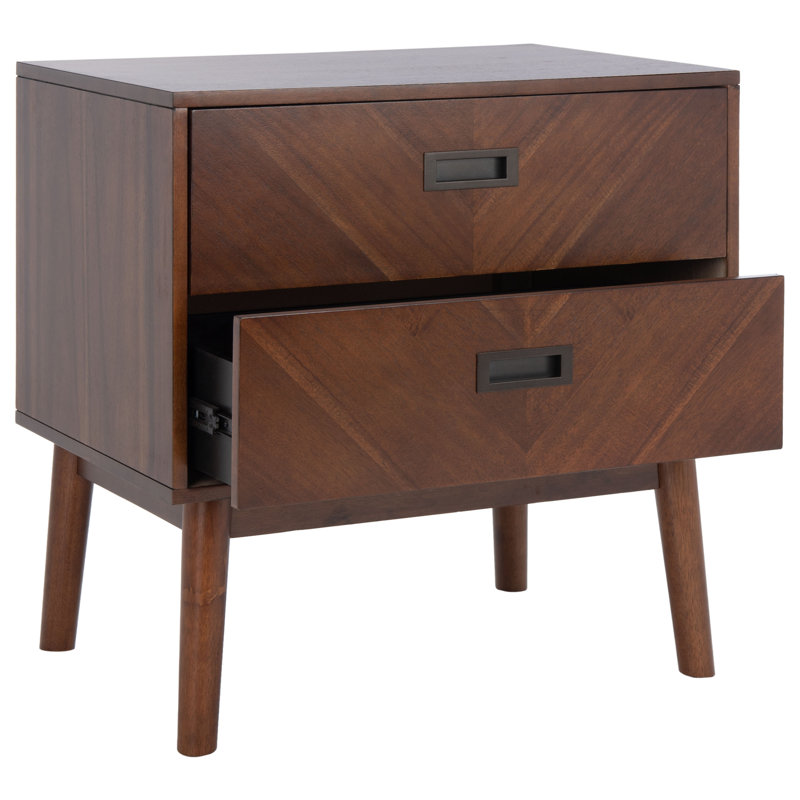 Table de chevet 2 tiroirs Komon, Noyer foncé