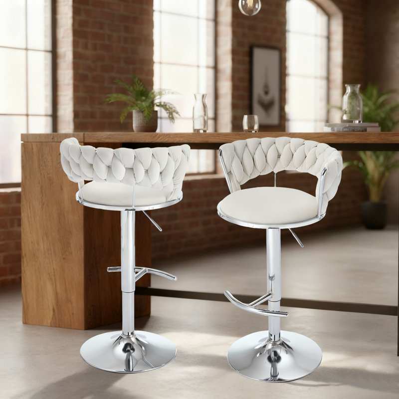 Tabourets de bar réglables Glam, Blanc