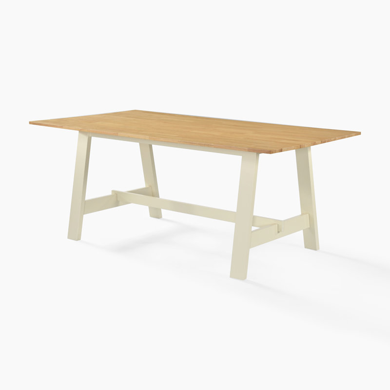 Blakeley Rectangular Trestle-Style Legs Wooden 6 Seater Dining Table - Inspired Farmhouse Style , Brown/Cream