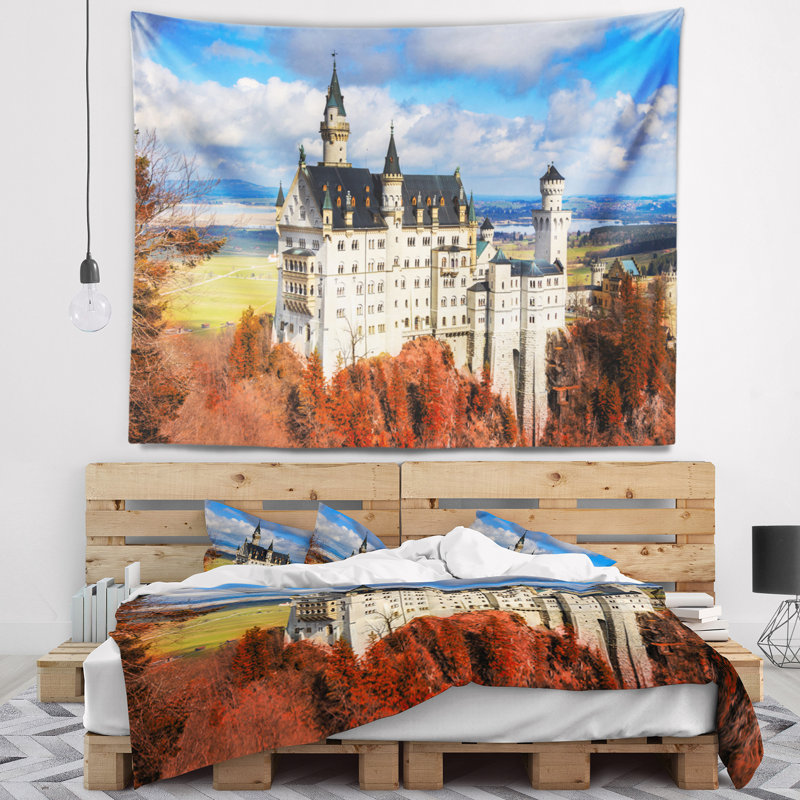 Tapisserie castle avec feuillage neuschwanstein, H 50 po x l 60 po