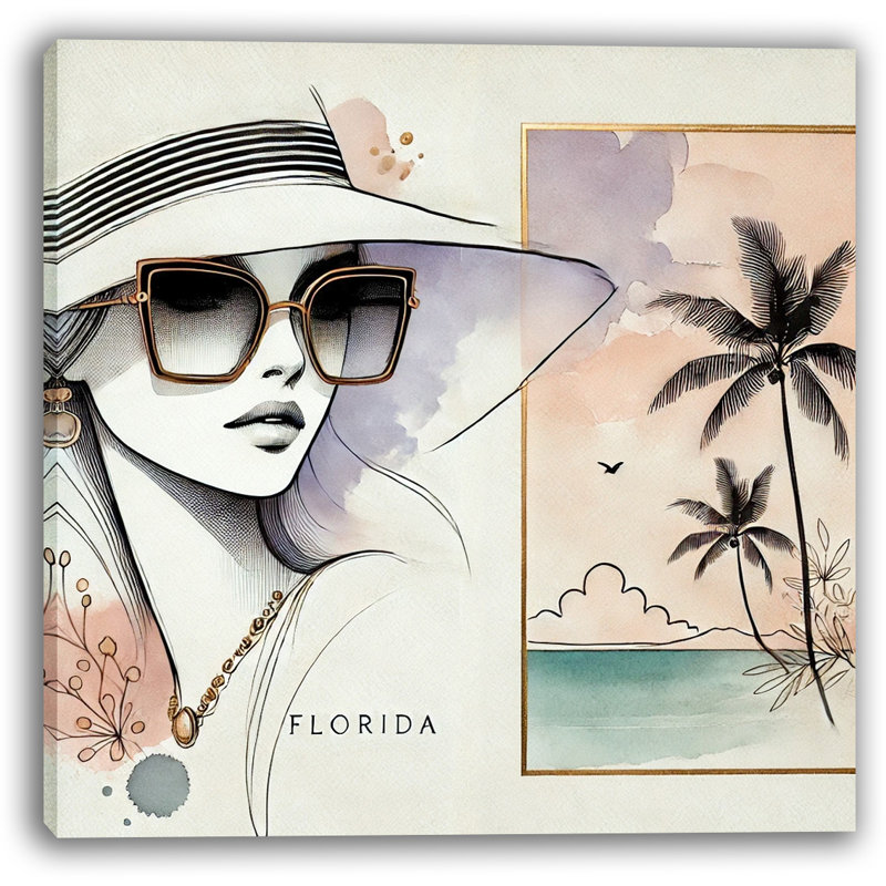 Florida Sunset Elegance - Art mural sur toile tendue, H 40 po x l 40 po