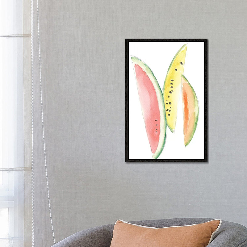 Melon Slices by Melissa Selmin - Print on Canvas, 66.04 cm H x 45.72 cm W, Black Framed