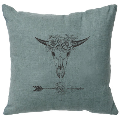 Coussin Wooded River Image - Bull et fleurs - Lin océan