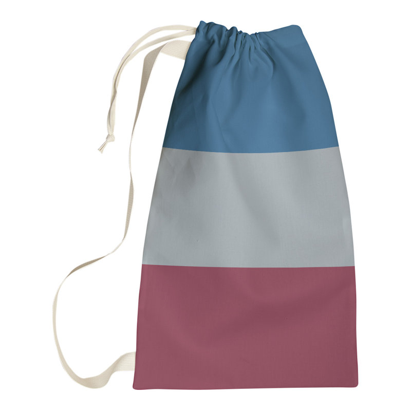 Fabric Laundry Bag with Handles, 29" H x 18" W x 1.5" D, Blue/Silver/Burgundy