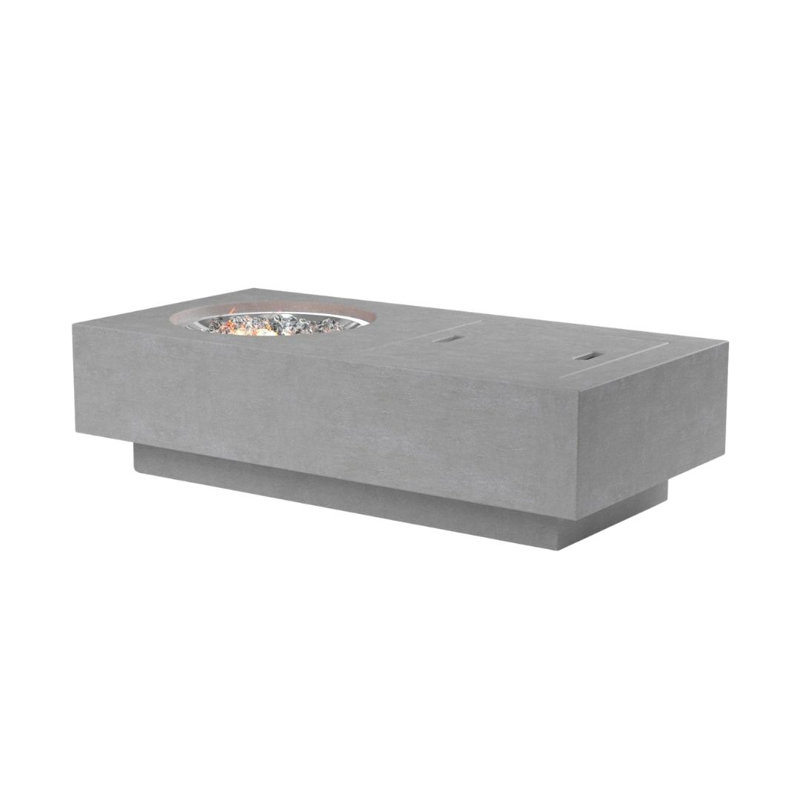 Rectangle GFR Concrete Smokeless Fire Pit Table with Hidden Fuel Tank