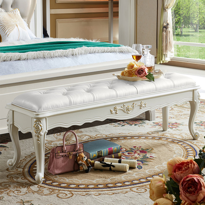 Banc rembourré en similicuir Janci, Blanc
