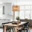 Lustre 4 lumières Coastal Boho Rattan avec abat-jour tissé à la main pour îlot de cuisine