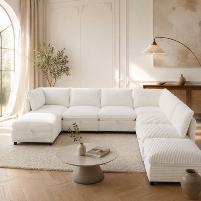 Canapé modulaire modulaire, siège de canapé convertible avec rangement, ensemble de canapé modulaire canapé-lit, combinaisons modulaires flexibles en tissu pour le salon (8 sièges)