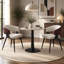 Ensemble de 2 chaises de salle à manger modernes rembourrées avec accoudoirs, en cuir microfibre bicolore-919473670-920950811