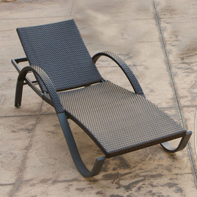 Deco Rattan Chaise Lounge in Black & Grey -  RST Brands, OP-PEAL-DEC-2E-K