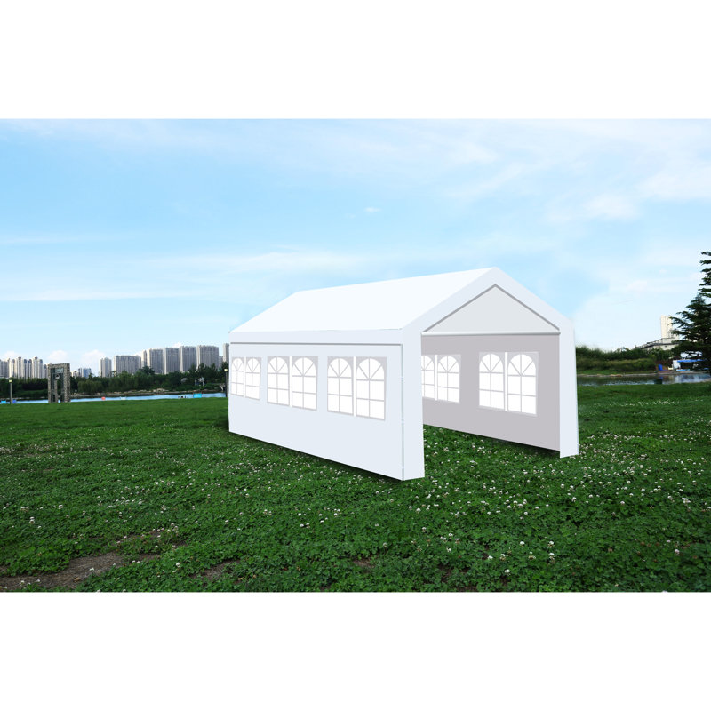 Abri de voiture robuste de 3 m x 6 m (10 pi x 20 pi) - Construction triangulaire stable, piquets d'ancrage, parois latérales amovibles et antirouille