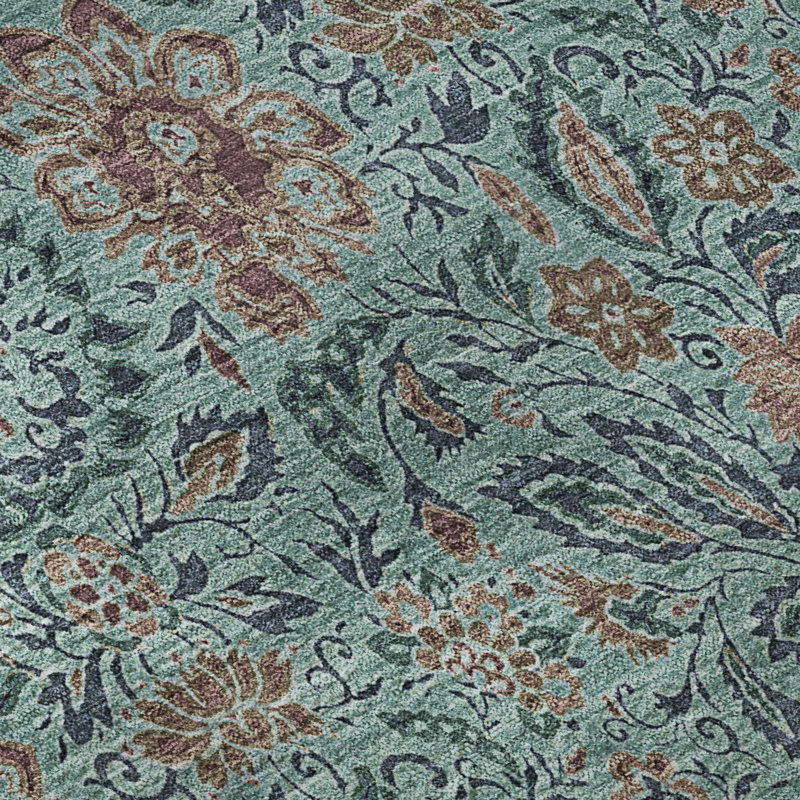 Tapis bleu sarcelle de qualité supérieure lavable à la machine Suellen, Rectangle 10 pi x 14 pi
