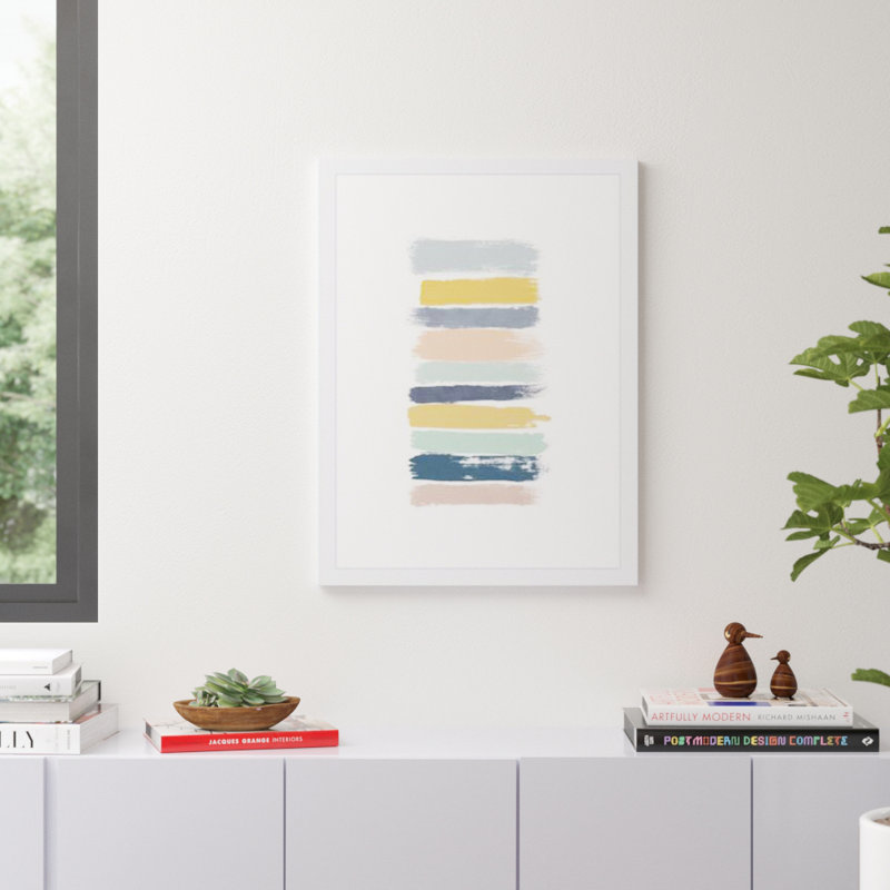 Rayures pastel par Orara Studieo-impression, H 32 po x l 24 po x P 1 po, Cadre blanc
