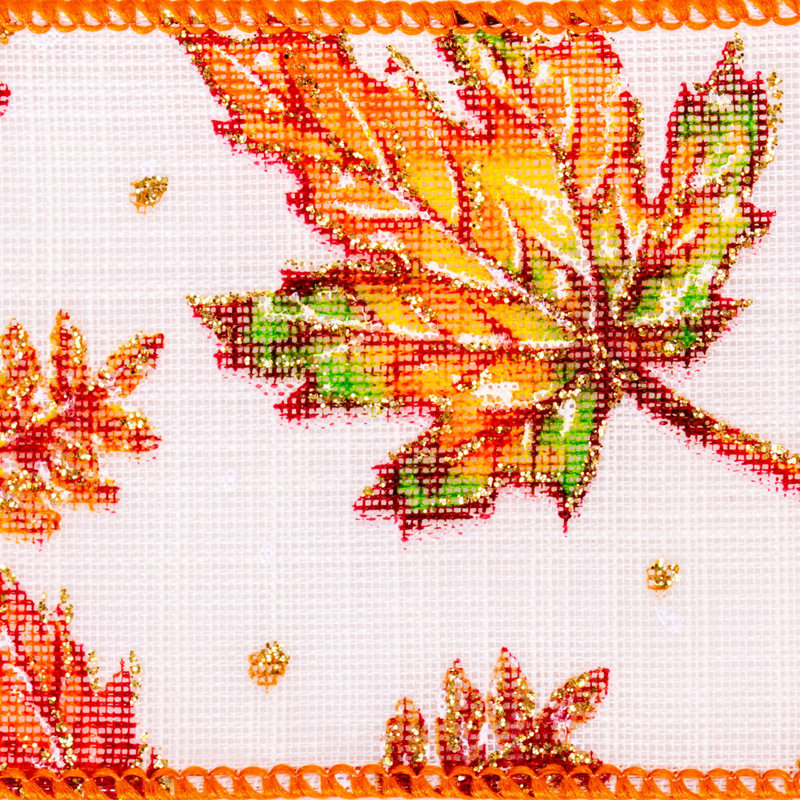 Ruban de feuilles d'automne blanc 2,5 po x 10 verges Vickerman