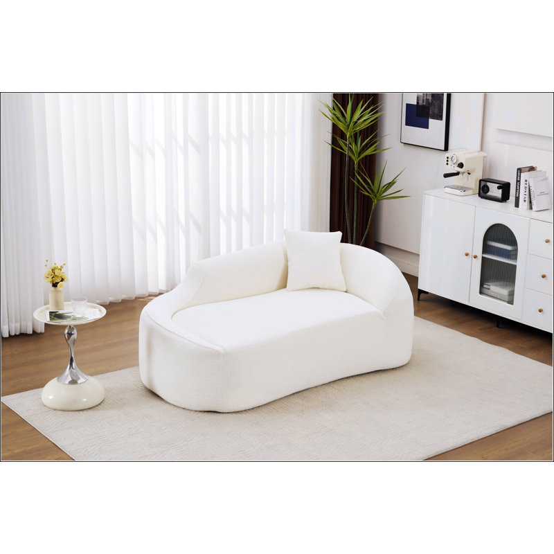 Causeuse LY-048 en chenille moderne avec siège profond, méridienne courbée et canapé-lit pour salon et chambre, Blanc lait