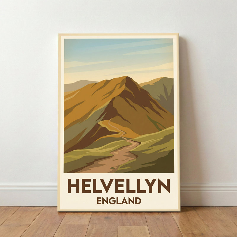 Helvellyn, England - Lake District Travel Poster: Romantic Ridge And Mountain Art Print. Giclee Print On Wrapped Canvas. Wall Art, Home Decor - Natural Landmarks, England - Wrapped Canvas Print