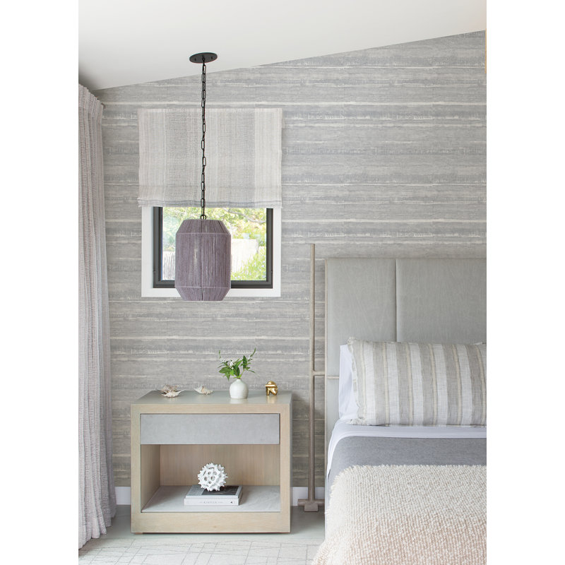 Rakasa Striped Metallic Wallpaper Roll, Light Gray