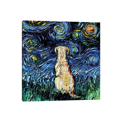 «Yellow Labrador Night» par Aja Treves - reproduction d'art