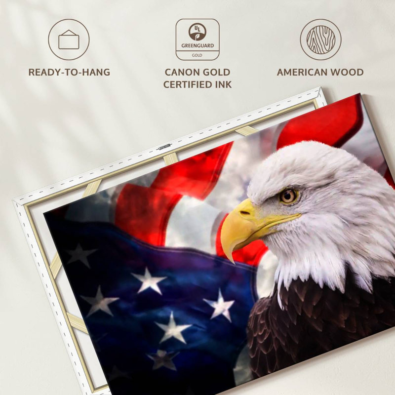 USA Flag And American Eagle, 8" H x 12" W