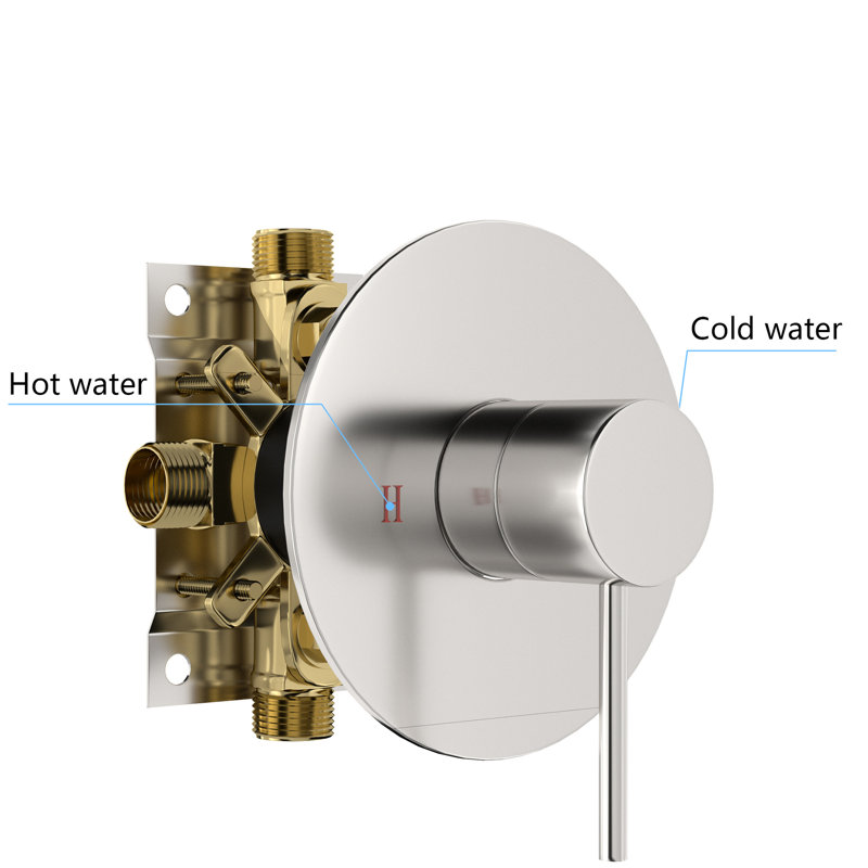 Robinet de douche en nickel brossé - Tête de pluie de 10 pouces, valve, installation murale et montage de rinçage, nettoyage facile