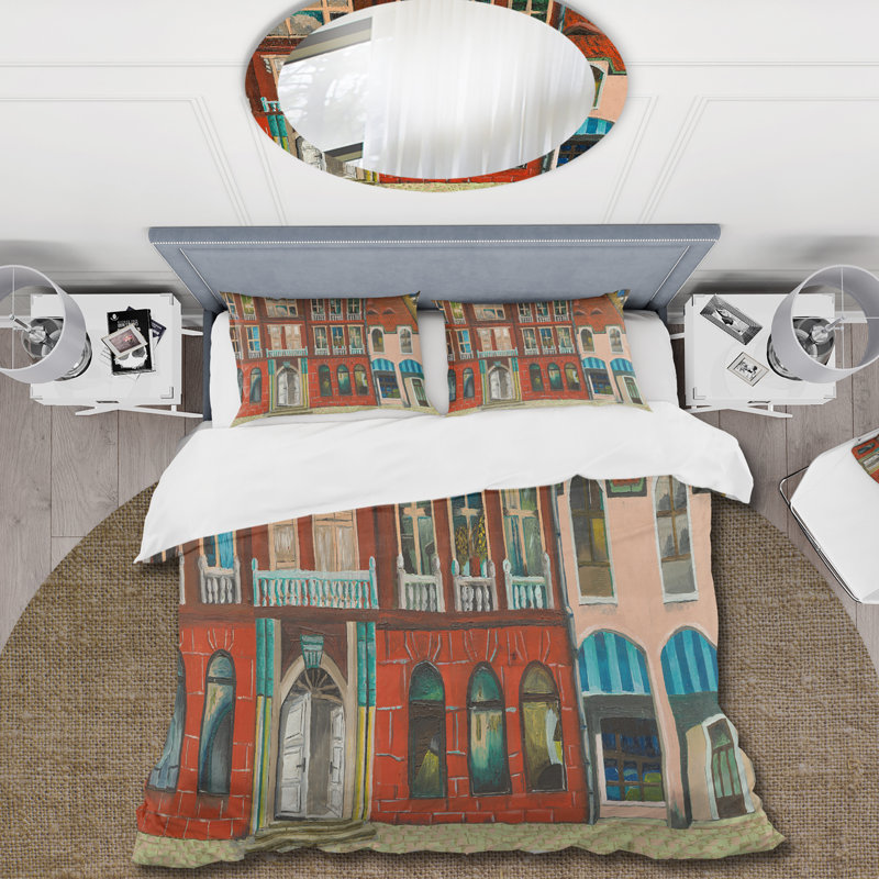 Ensemble de housse de couette Red Face of Shop In Paris I - French Country - Microfibre polyester