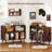 Record Player Stand with Charging Station Open Shelves & Compartments Raised Legs Brown