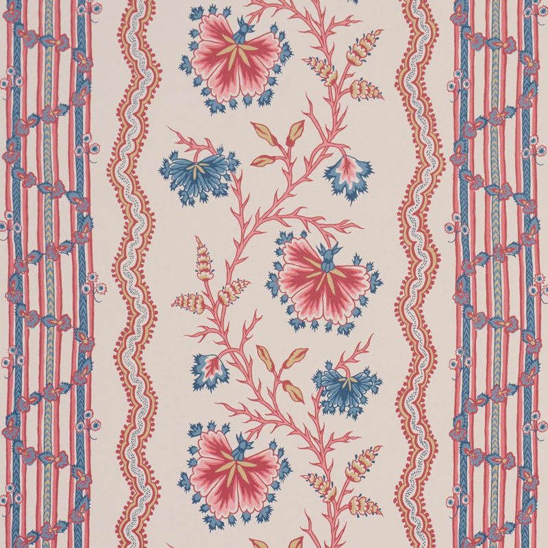Parvati Floral Stripe Wallpaper, Pink