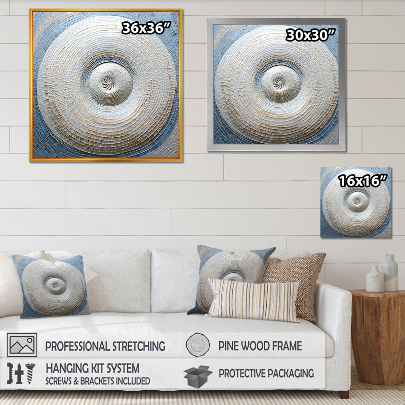 Coquillage argenté tourbillonnant - Nautilus, impressions encadrées, H 24 po x l 24 po x P 1 po, Toile tendue