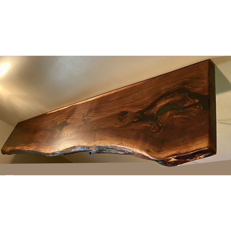 Walnut Floating Shelf with Live Edge, 2" H x 12" W x 12" D
