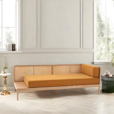 Méridienne simple en rotin de bois massif tissé